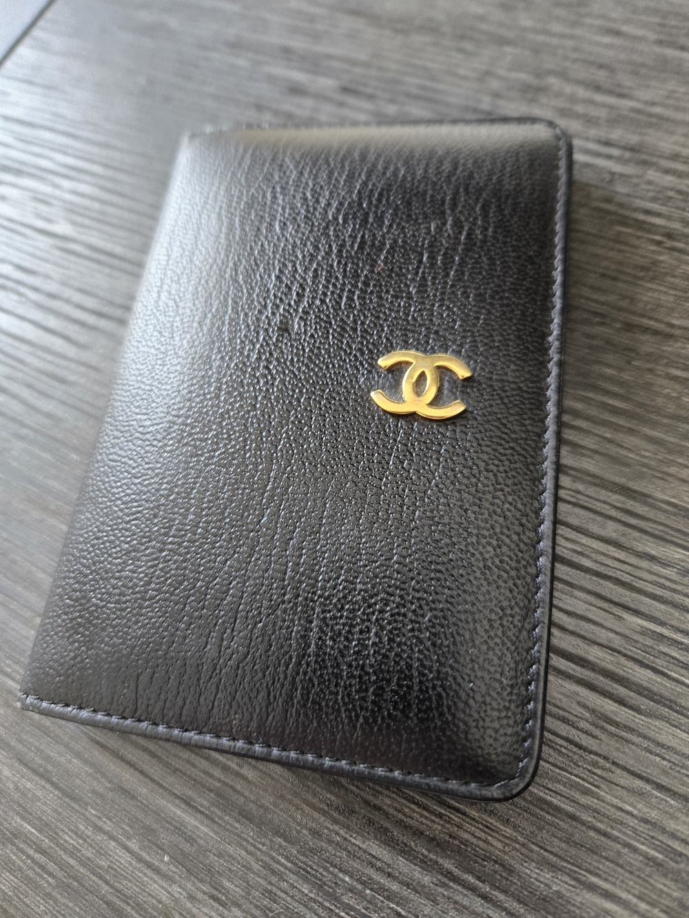 CHANEL Black Leather Card HOLDER/PHONE BOOK.